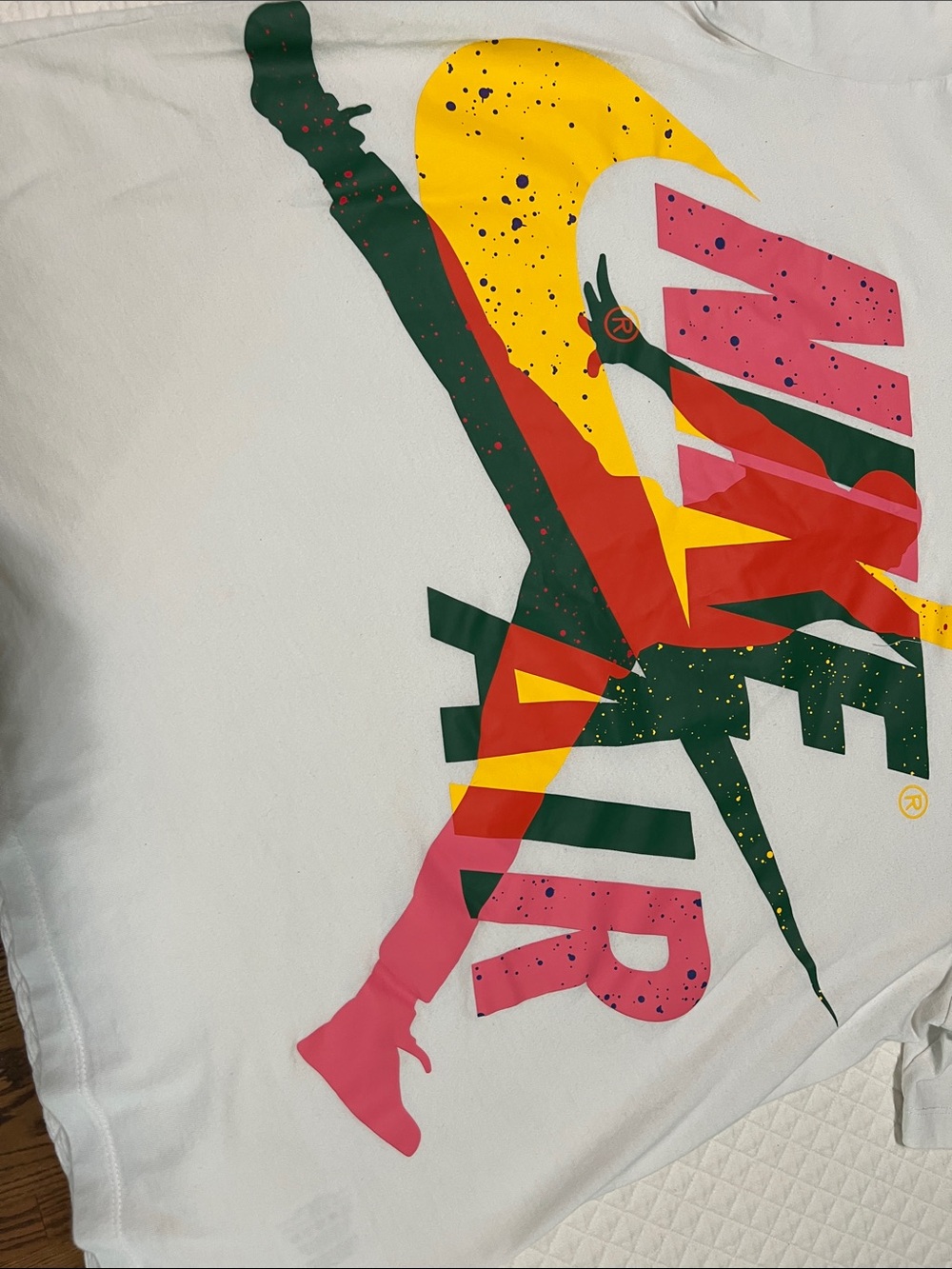Jordan Unisex White Short Sleeve Tee with Multicolor Jumpman Graphic - Picture 4 of 6